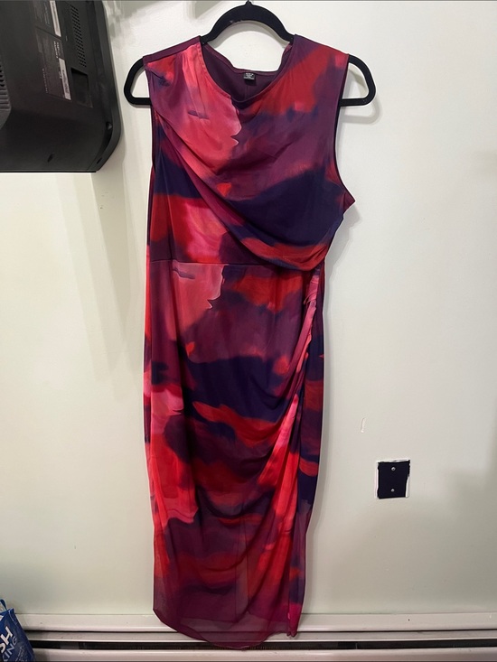 SHEIN Dresses & Skirts - SHEIN Sleeveless Red & Purple Watercolor Maxi Dress size xl